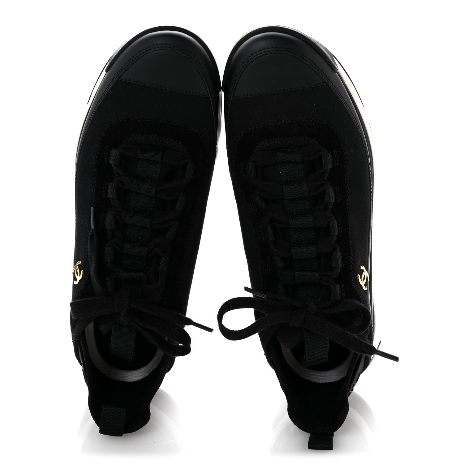 Chanel Velvet Calfskin Mixed Fibers CC Sneakers 41.5 Black 2 of 10