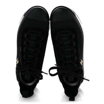 Chanel Velvet Calfskin Mixed Fibers CC Sneakers 41.5 Black 2 of 10