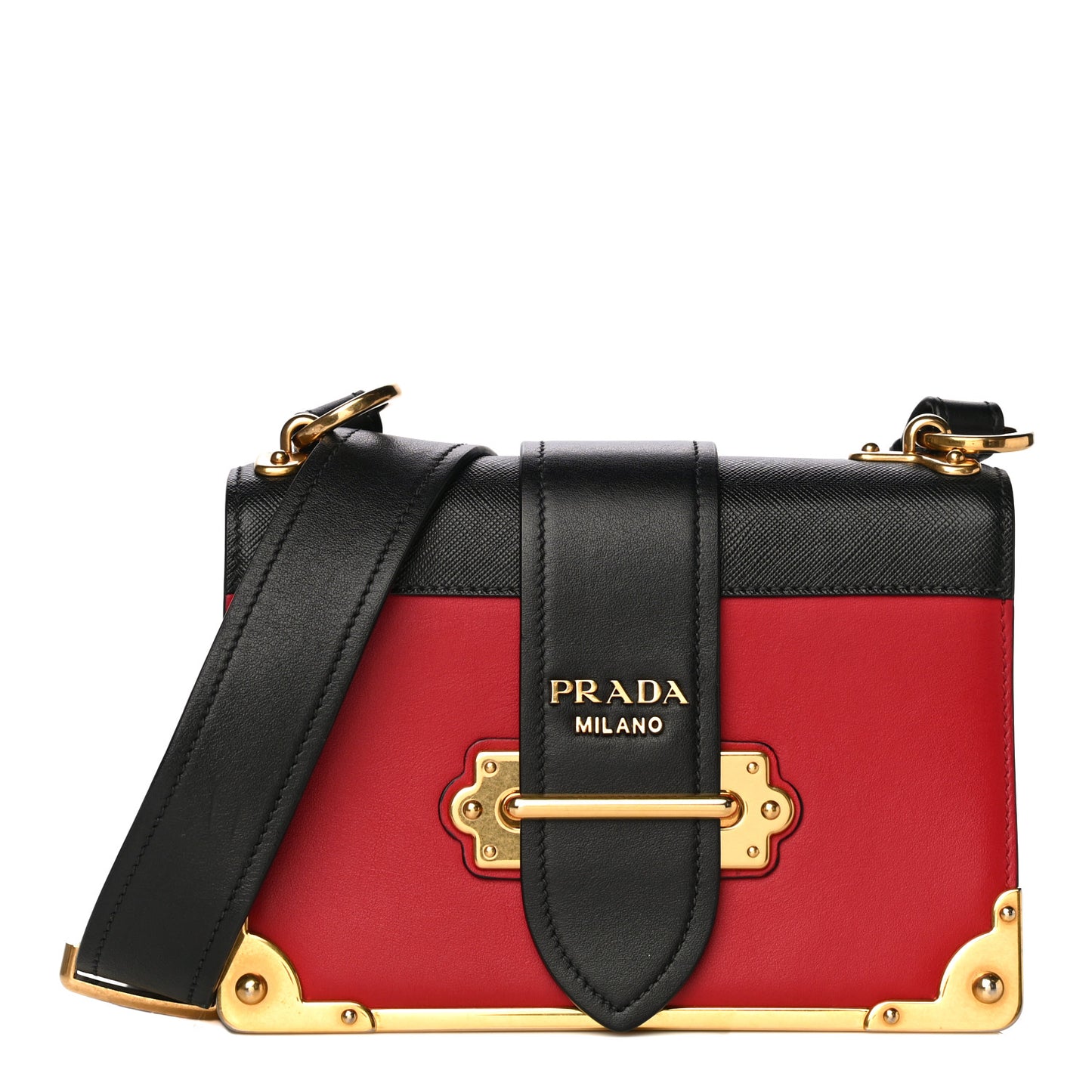 City Calfskin Saffiano Cahier Bag Fuoco Black