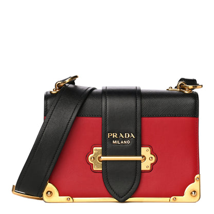 Prada City Calfskin Saffiano Cahier Bag Fuoco Black 1 of 13