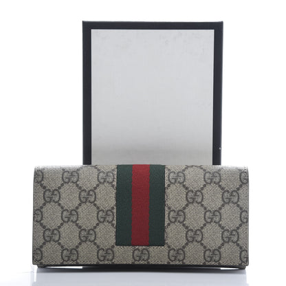 Gucci GG Supreme Monogram Selleria Calfskin Web New Web Continental Wallet Beige Ebony Cocoa 9 of 9