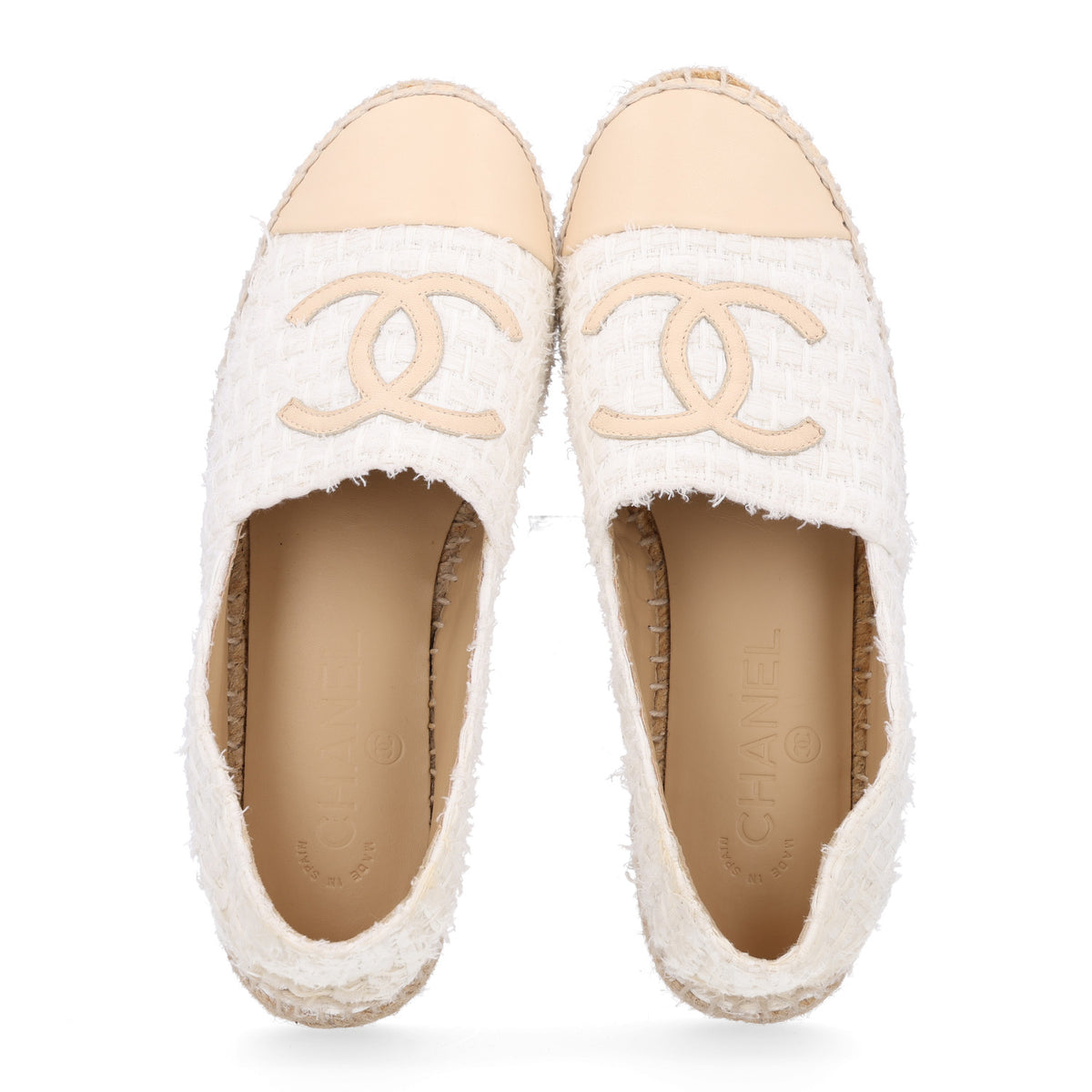 Chanel Tweed Grosgrain CC Espadrilles 36 White Beige 2 of 10