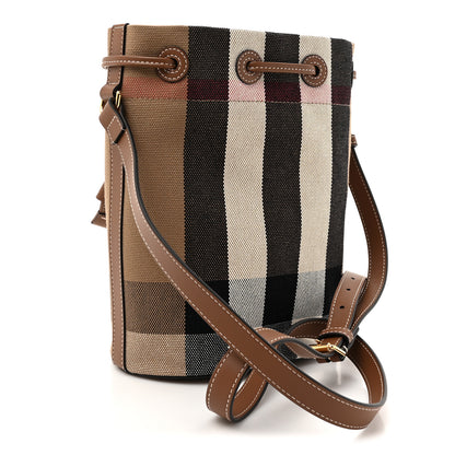 Burberry Giant Check Canvas Small Bucket Bag Taupe Brown 3 of 10