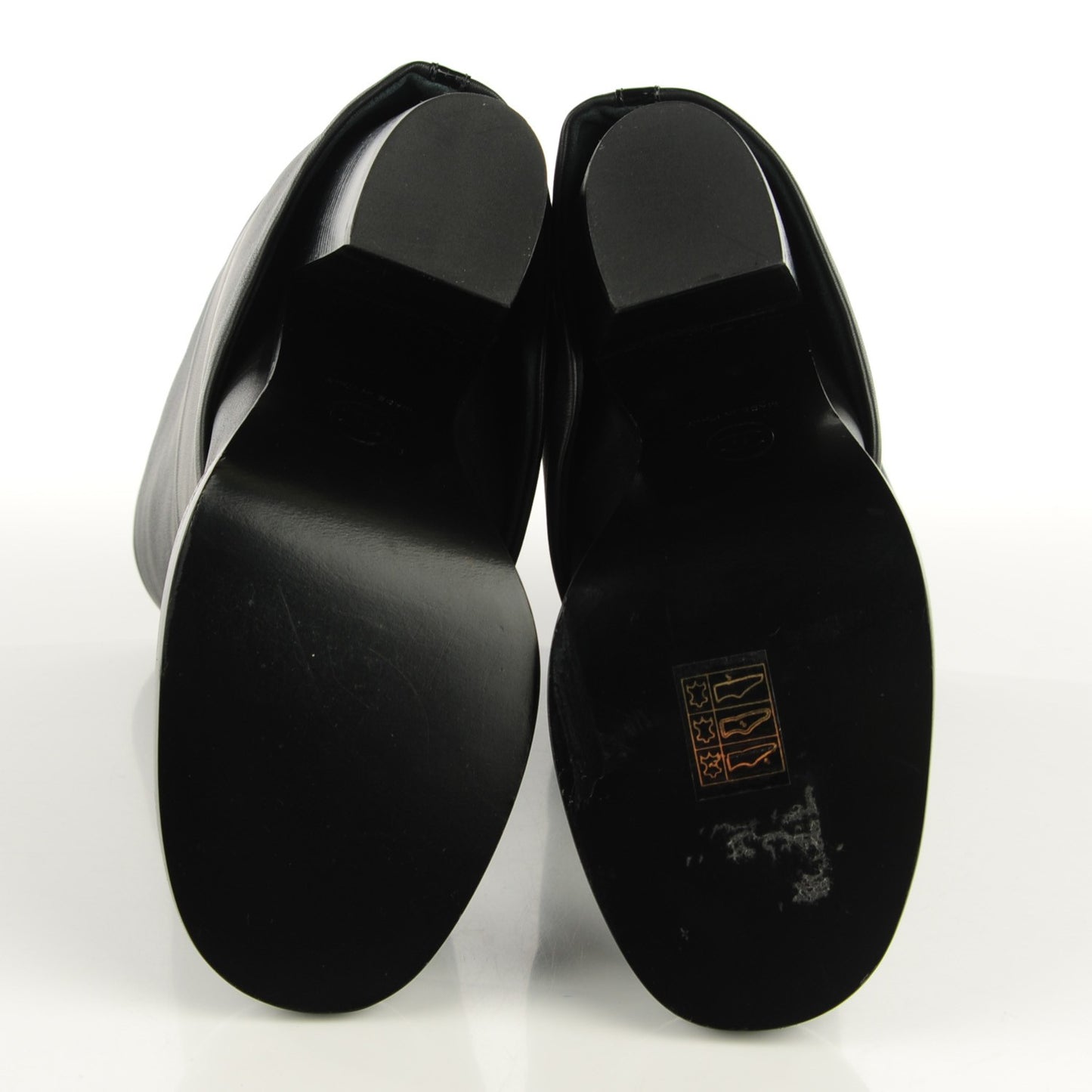 Calfskin CC Cap Toe Fold Over Boots 36 Black