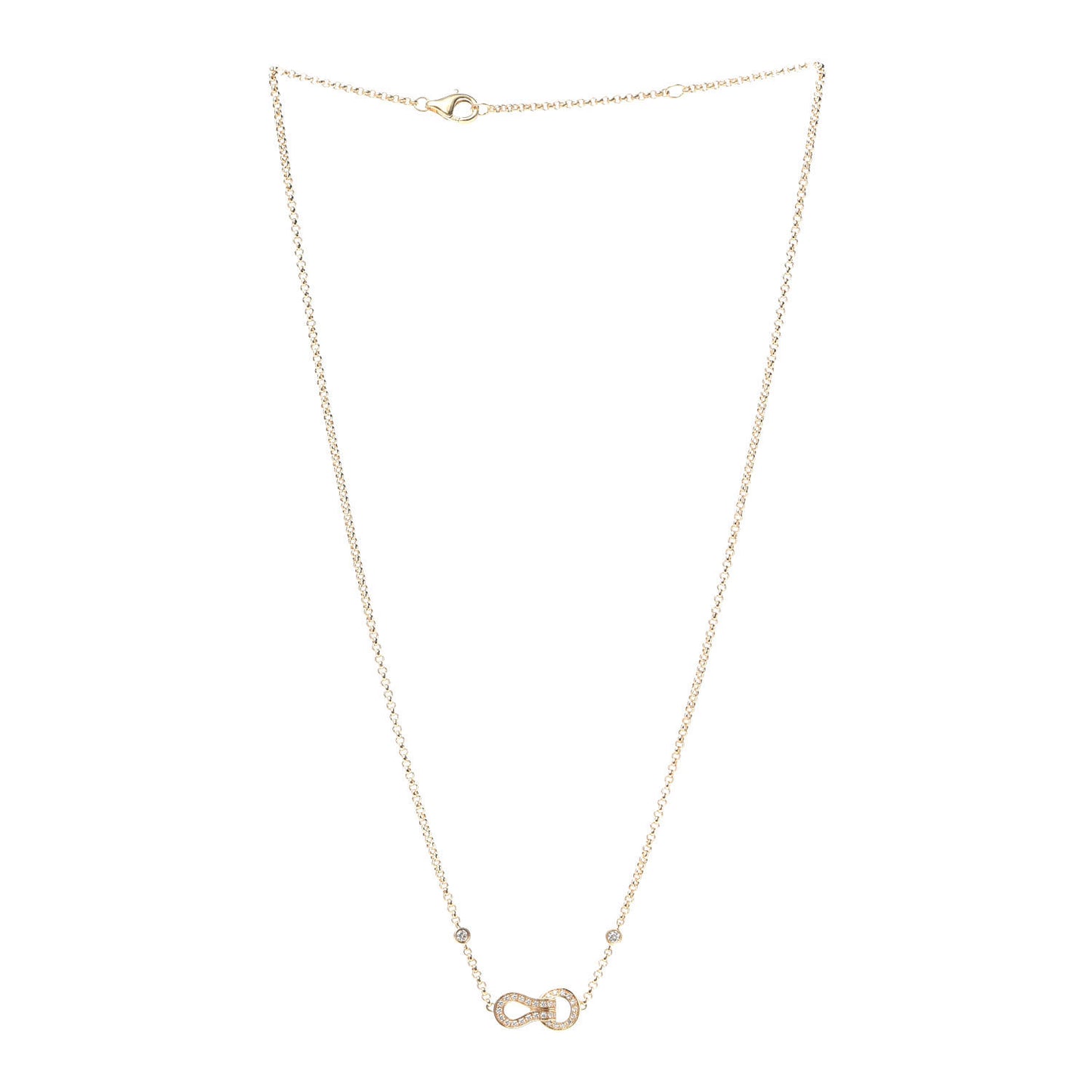 18K Yellow Gold Diamond Agrafe Pendant Necklace
