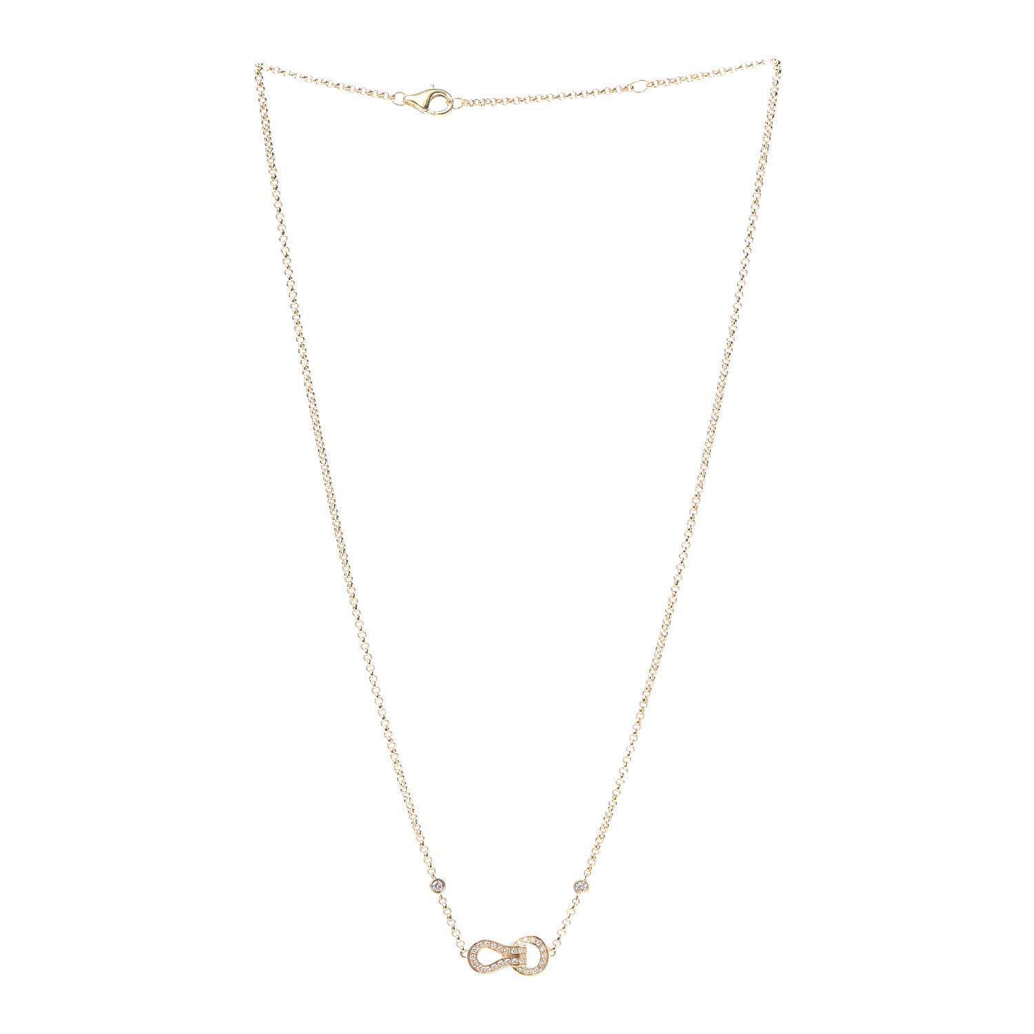 Cartier 18K Yellow Gold Diamond Agrafe Pendant Necklace 3 of 7