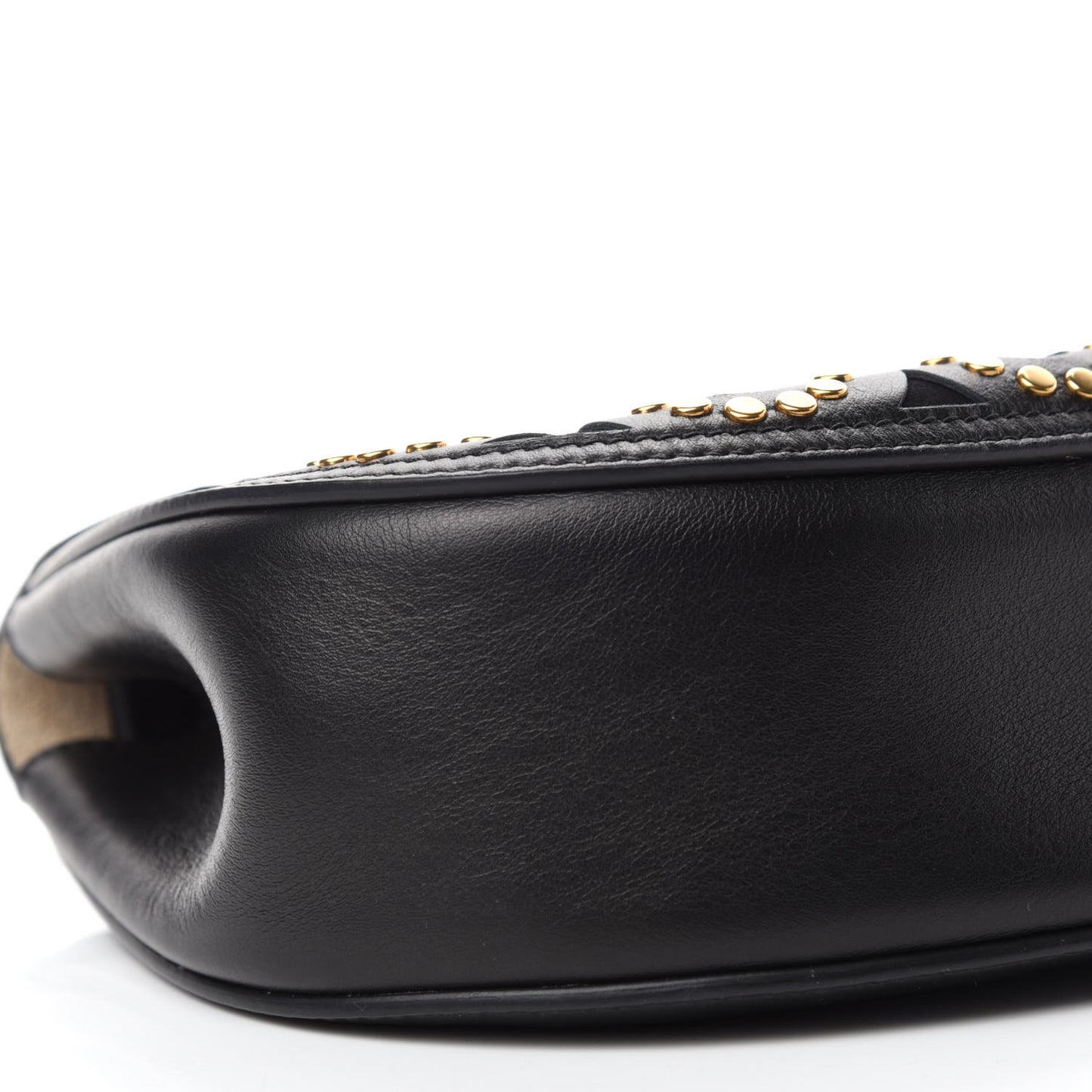 Calfskin Suede Studded Mini Drew Shoulder Bag Black