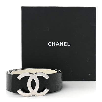 Chanel Patent Calfskin CC Reversible Belt 85 34 Black White 8 of 8