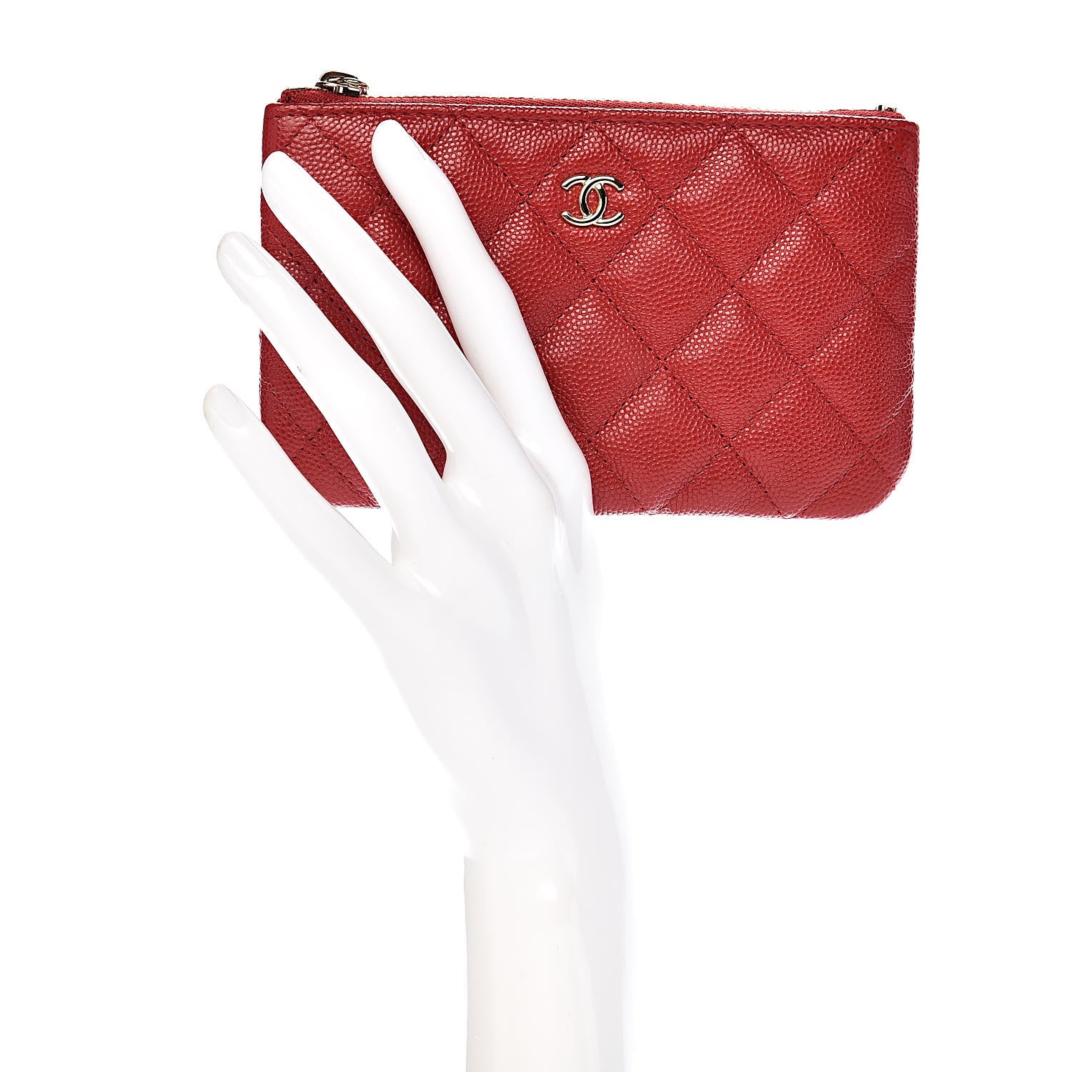 Chanel Caviar Quilted Small Cosmetic Case Red 2 of 8