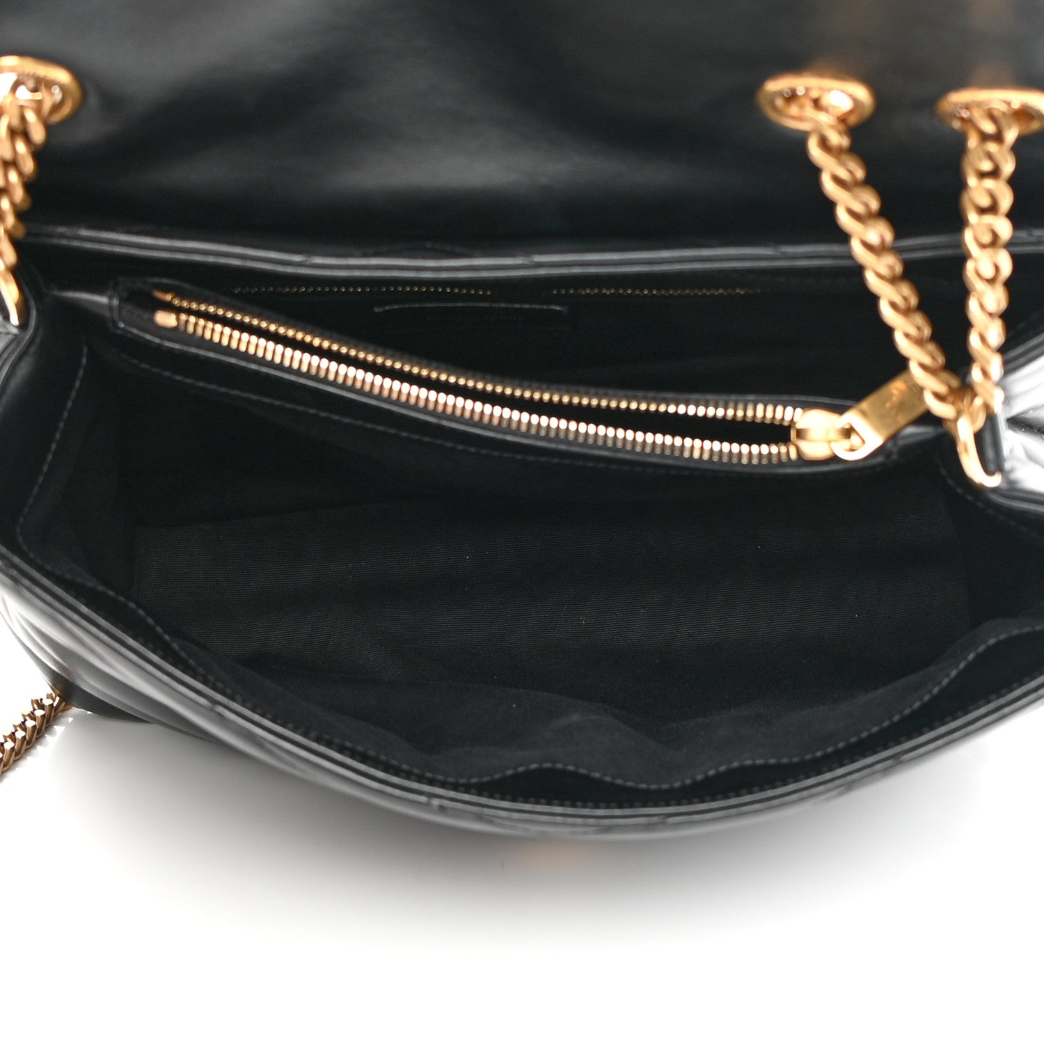 Saint Laurent Calfskin Y Quilted Monogram Medium Loulou Chain Satchel Black 5 of 11
