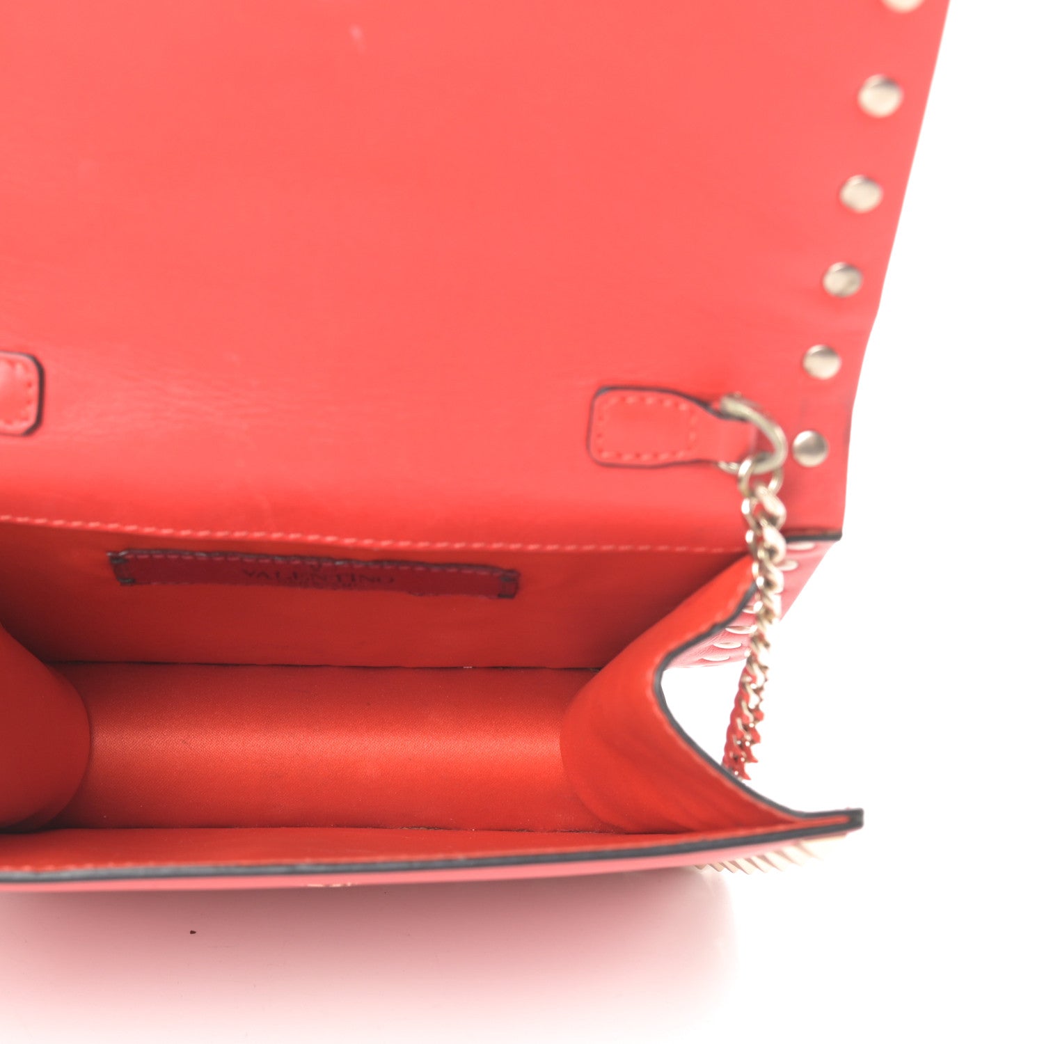 Valentino Garavani Vitello Mini Rockstud Chain Flap Crossbody Bag Deep Orange 5 of 15