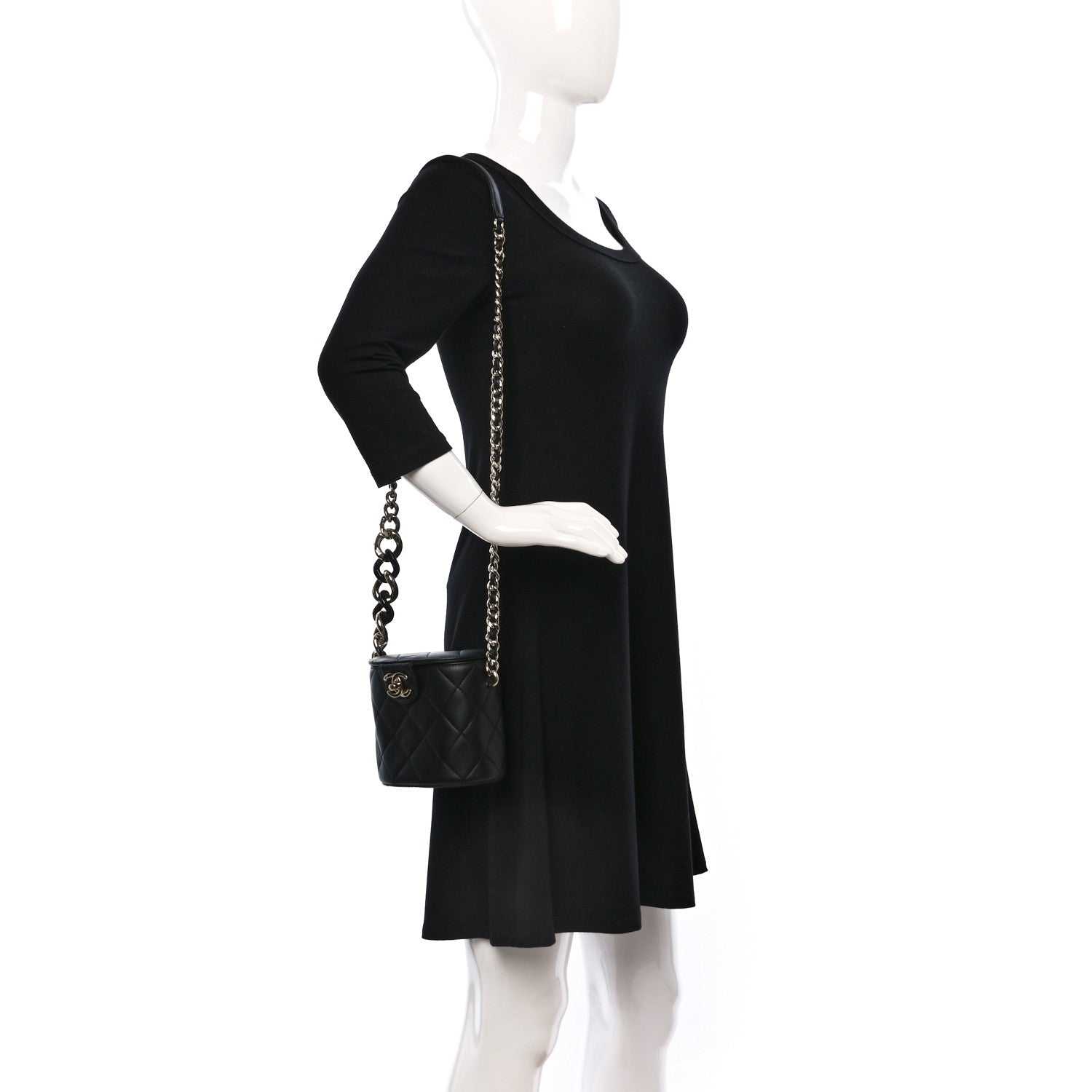 Chanel Lambskin Resin Elegant Chain Vanity Case Black 2 of 9