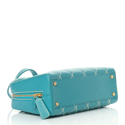 Chanel Calfskin Contrast Stitch Surpique Bowler Blue 4 of 14