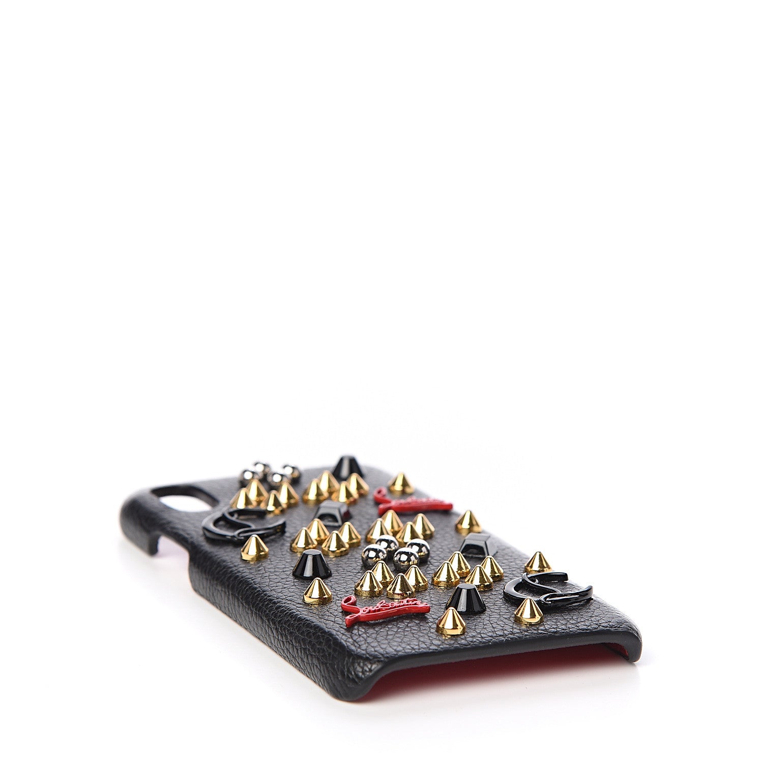 Givenchy CHRISTIAN LOUBOUTIN Calfskin Empire Panettone Spiked iPhone X Case Black Red Gold 3 of 4