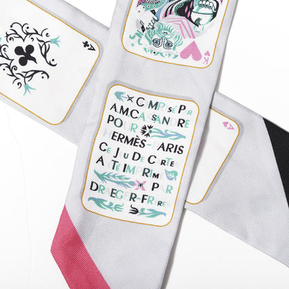 Hermes Silk Jeu de Cartes Twilly Gris Perle Rose Black 3 of 5