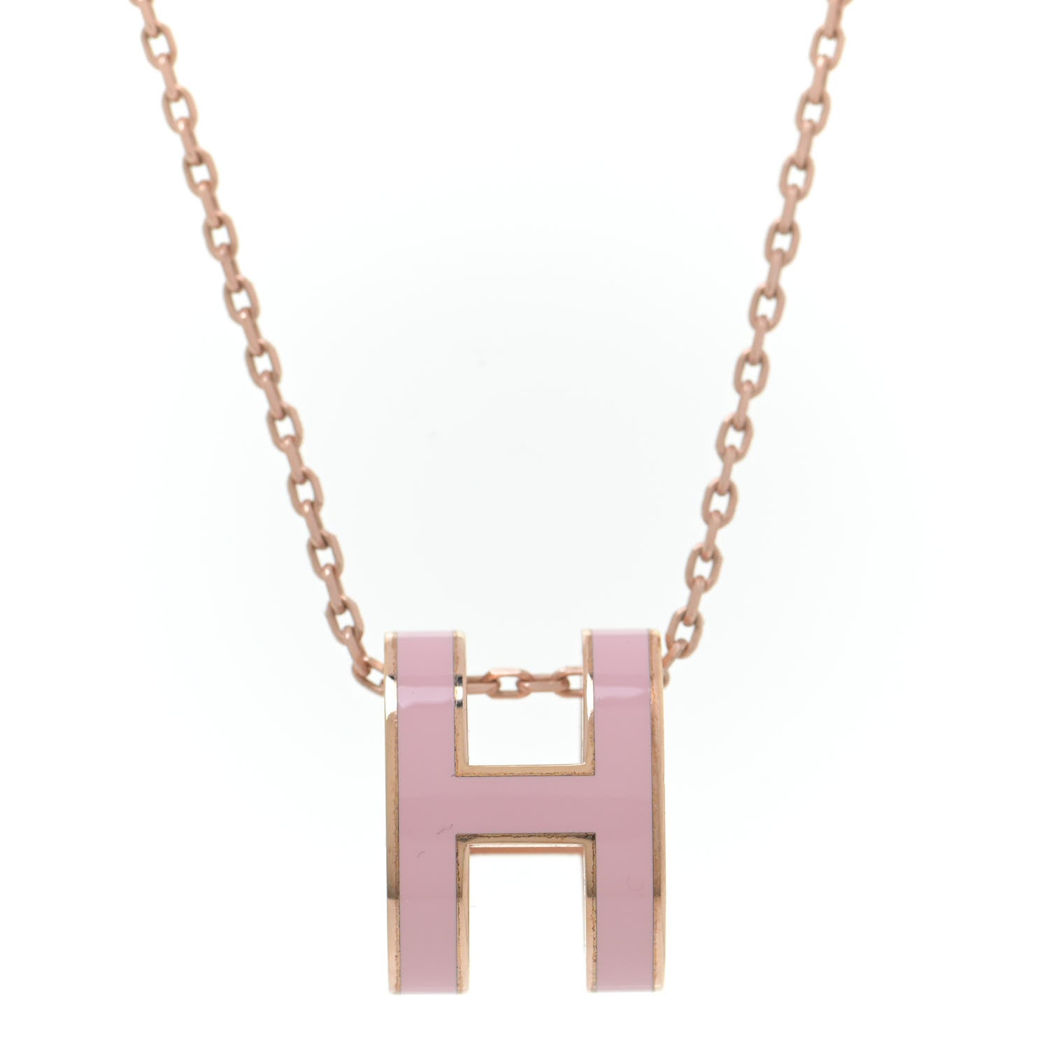 Hermes Lacquered Rose Gold Pop H Pendant Necklace Rose Dragee 4 of 7