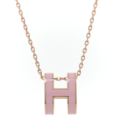 Hermes Lacquered Rose Gold Pop H Pendant Necklace Rose Dragee 4 of 7
