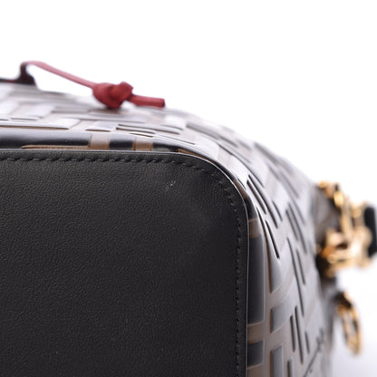 Fendi Vitello Grace F is Fendi Bi-Color FF 1974 Embossed Grande Mon Tresor Bucket Bag Maya Black Fragola 11 of 11