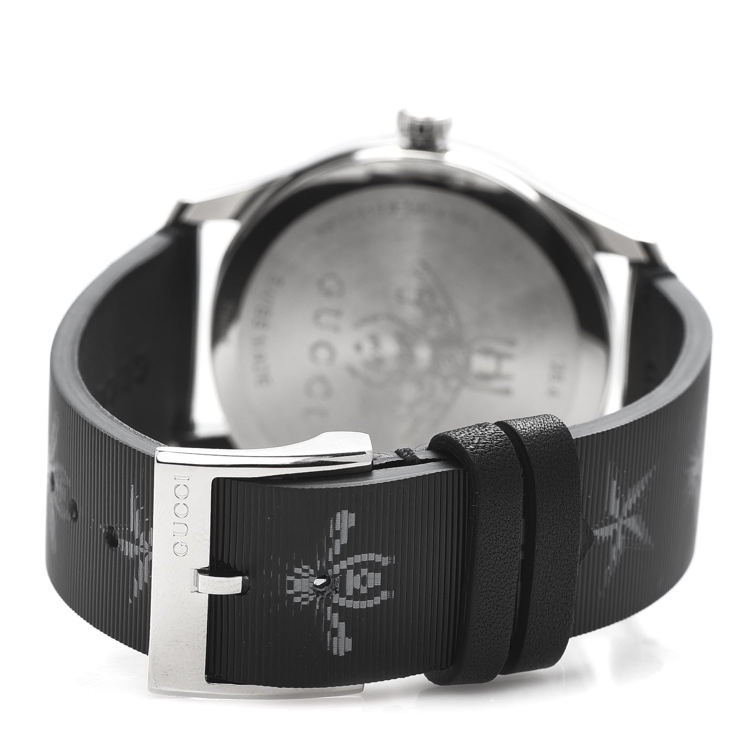 Gucci Stainless Steel Calfskin 38mm G-Timeless Bee Star Hologram Quartz Watch Black 5 of 8