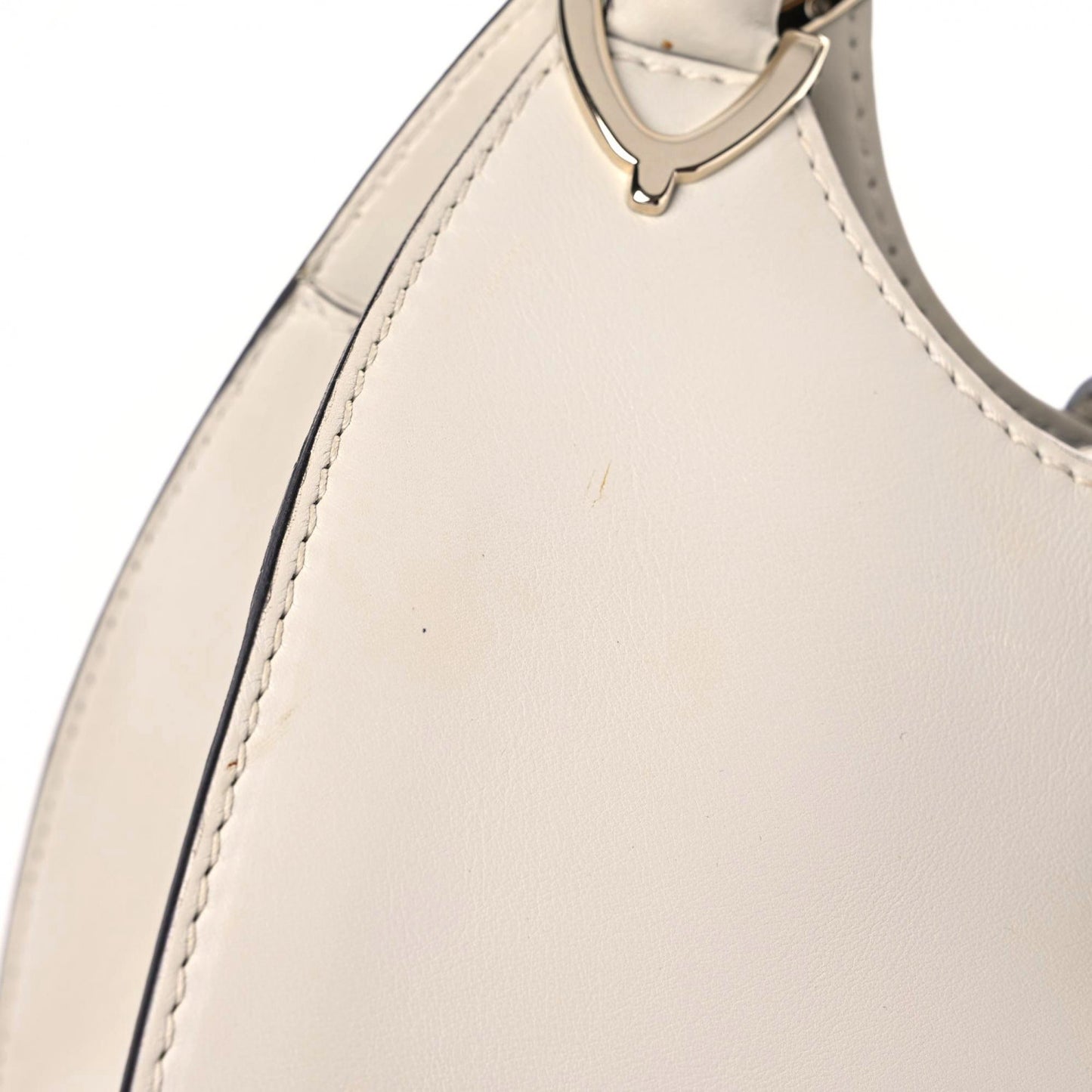 Calfskin Medium Stirrup Top Handle Bag White
