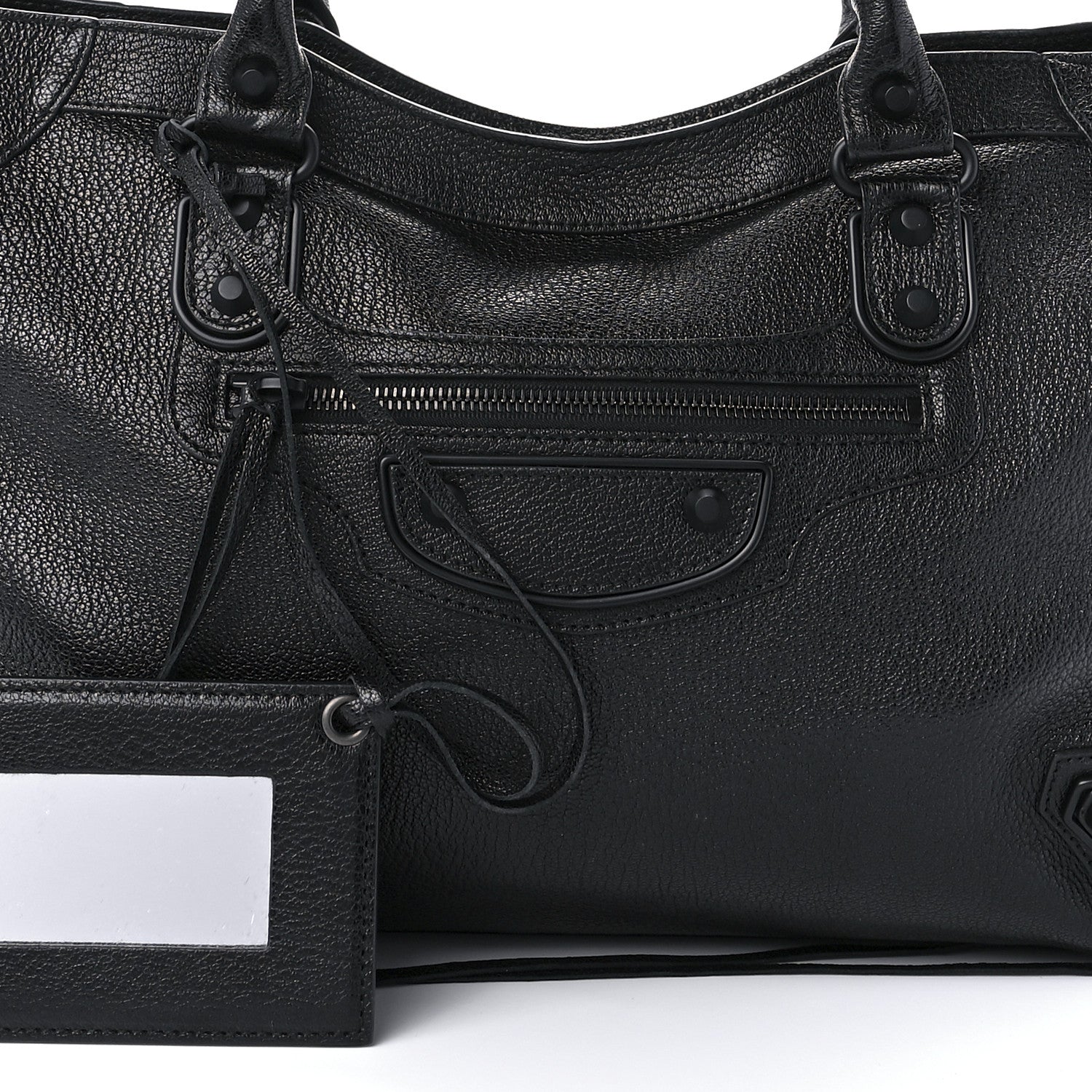 Balenciaga Shiny Grained Goatskin Black Metallic Edge City Black 8 of 9