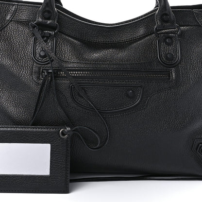 Balenciaga Shiny Grained Goatskin Black Metallic Edge City Black 8 of 9