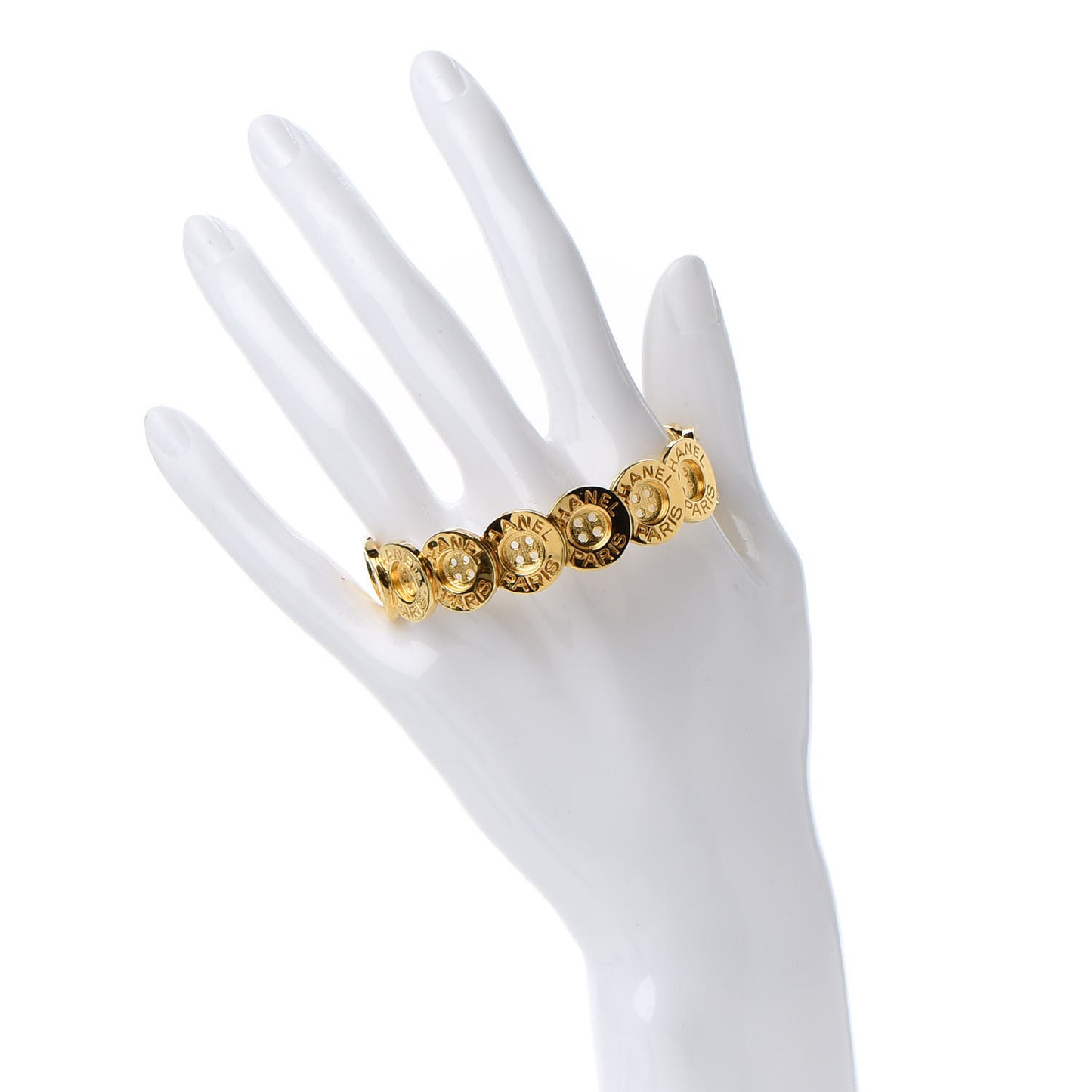 Metal Paris Button Logo Cuff Bracelet Gold