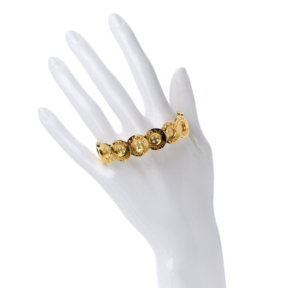 Chanel Metal Paris Button Logo Cuff Bracelet Gold 2 of 6