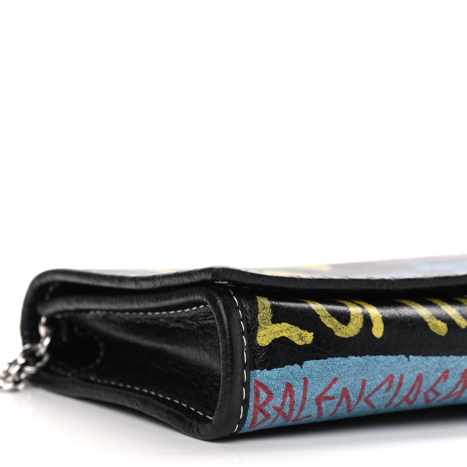 Balenciaga Agneau Arena Graffiti All Over Bazar Chain Shoulder Bag Black Multicolor 9 of 10