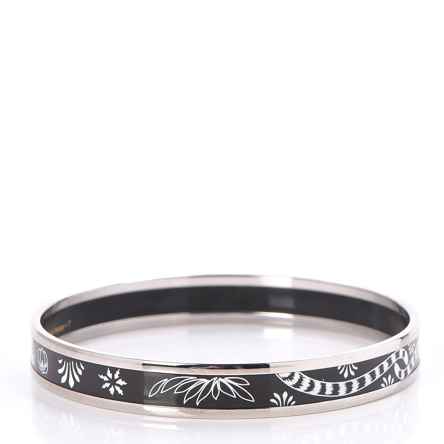 Hermes Enamel Printed Narrow Les Léopards Bracelet 65 Black 3 of 6
