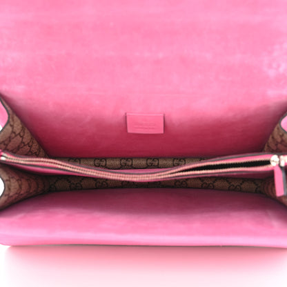 Gucci GG Supreme Monogram Suede Pierced Heart Embroidered Medium Dionysus Shoulder Bag Beige Ebony Pink Tropical Flower 5 of 12