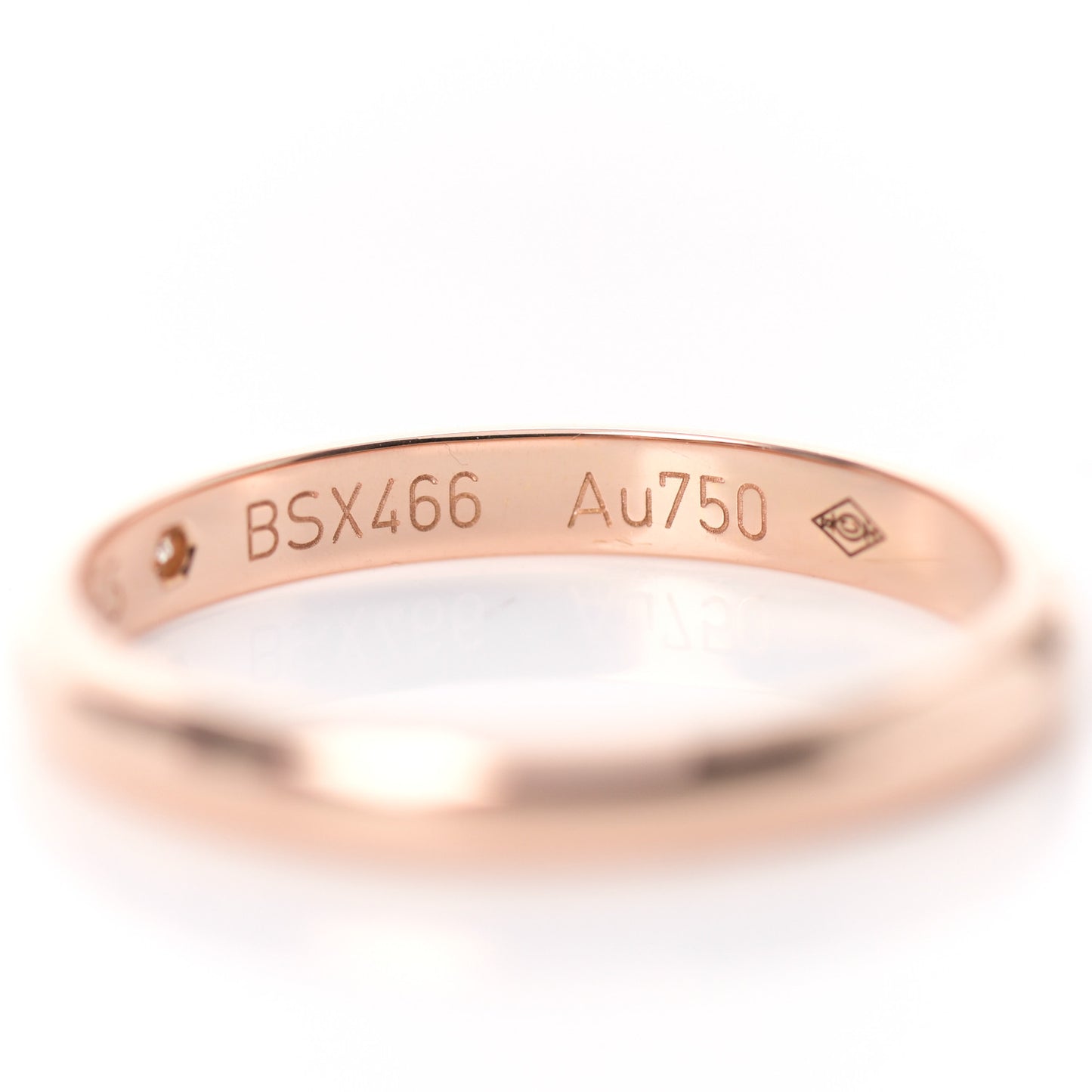 18K Pink Gold Diamond 2.6mm 1895 Wedding Band Ring 55 7.25