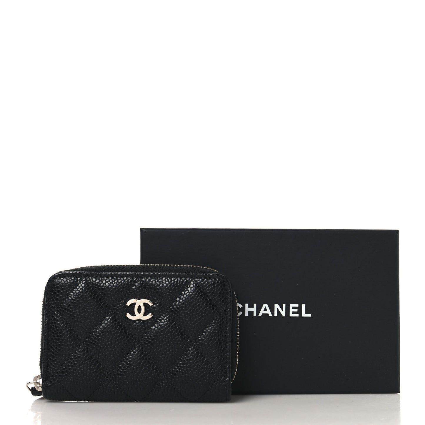 Caviar Quilted Zip Coin Purse Black