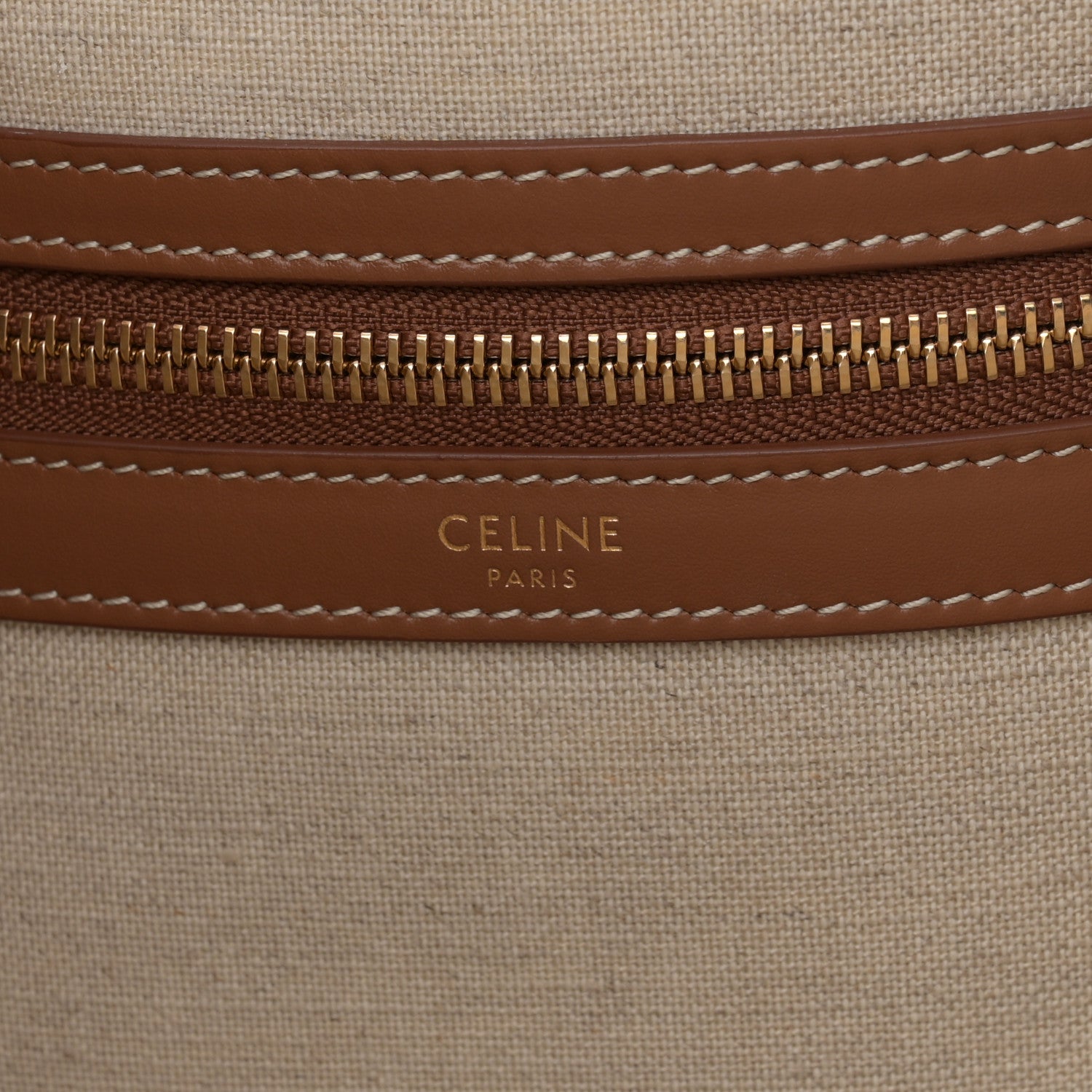 Celine Canvas Calfskin Triomphe Embroidered Horizontal Cabas Tan 6 of 12