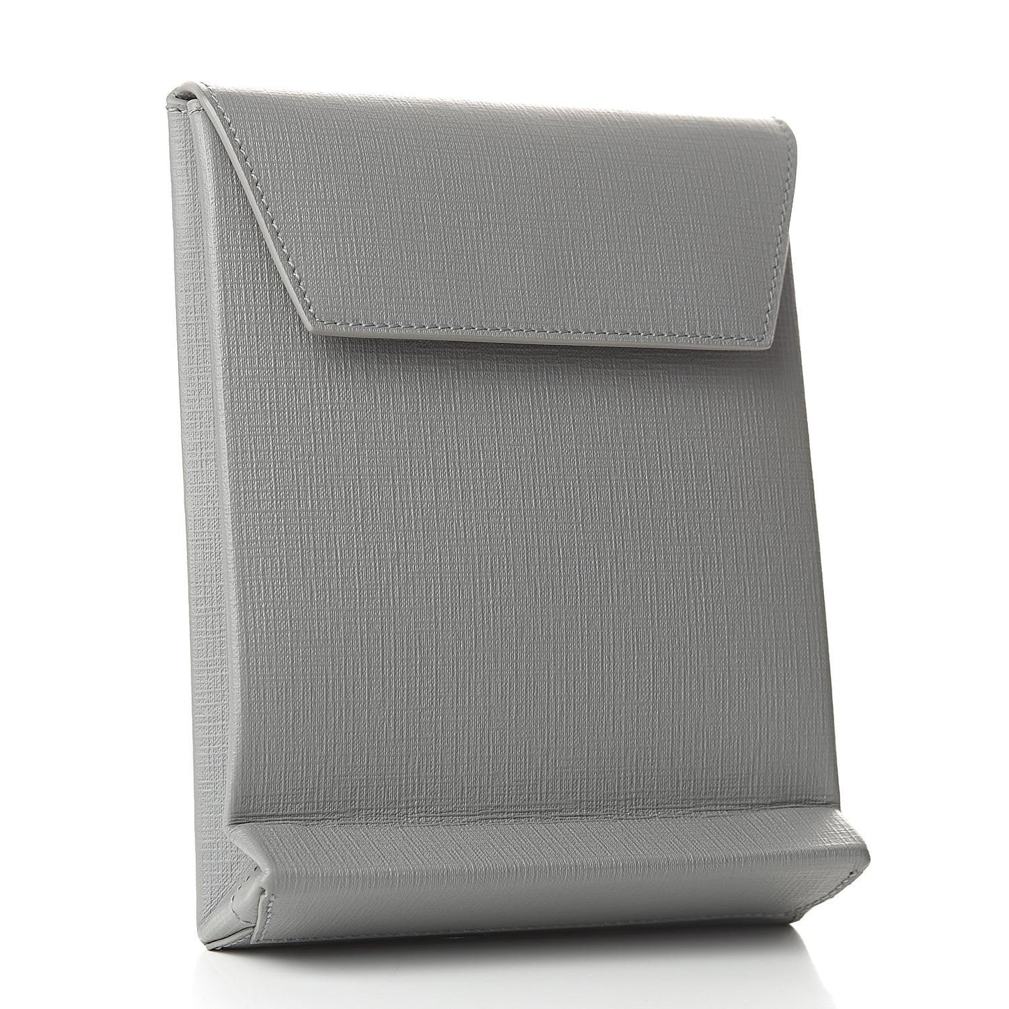 Squared Calfskin Logo Shopping Envelope Clutch Balenciaga Grey
