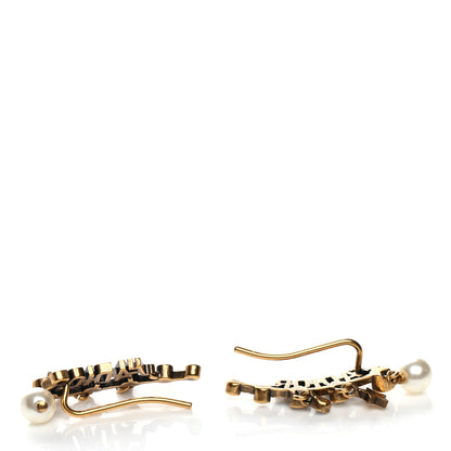 Christian Dior Pearl Crystal J'Adior Earrings Aged Gold 3 of 4