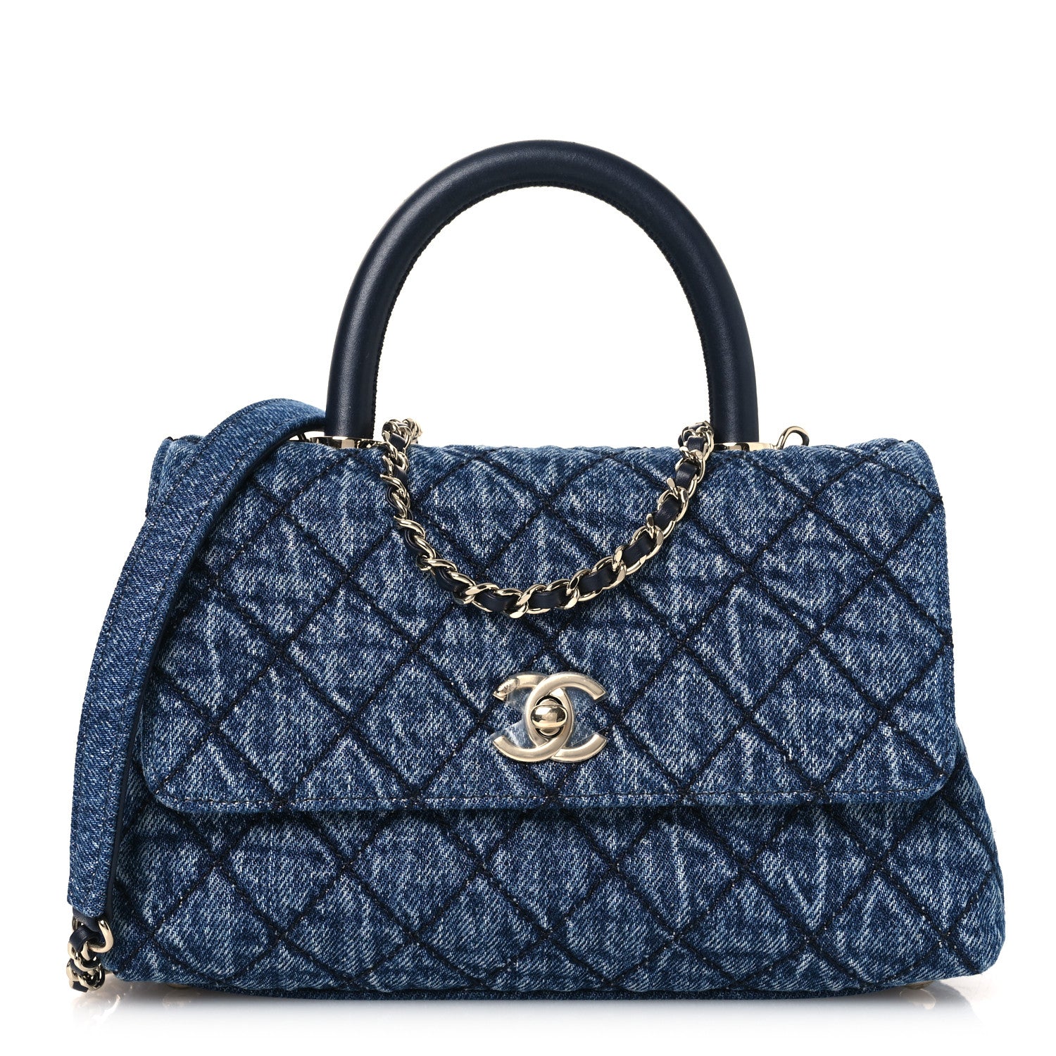 Chanel Washed Denim Quilted Mini Coco Handle Flap Blue 1 of 14