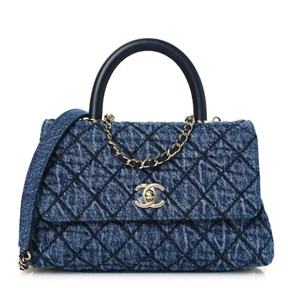 Chanel Washed Denim Quilted Mini Coco Handle Flap Blue 1 of 14