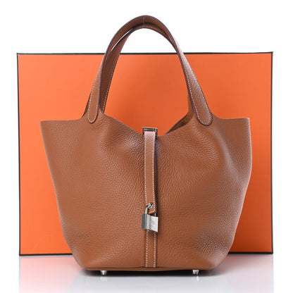 Hermes Taurillon Clemence Picotin Lock 22 MM Gold 11 of 11
