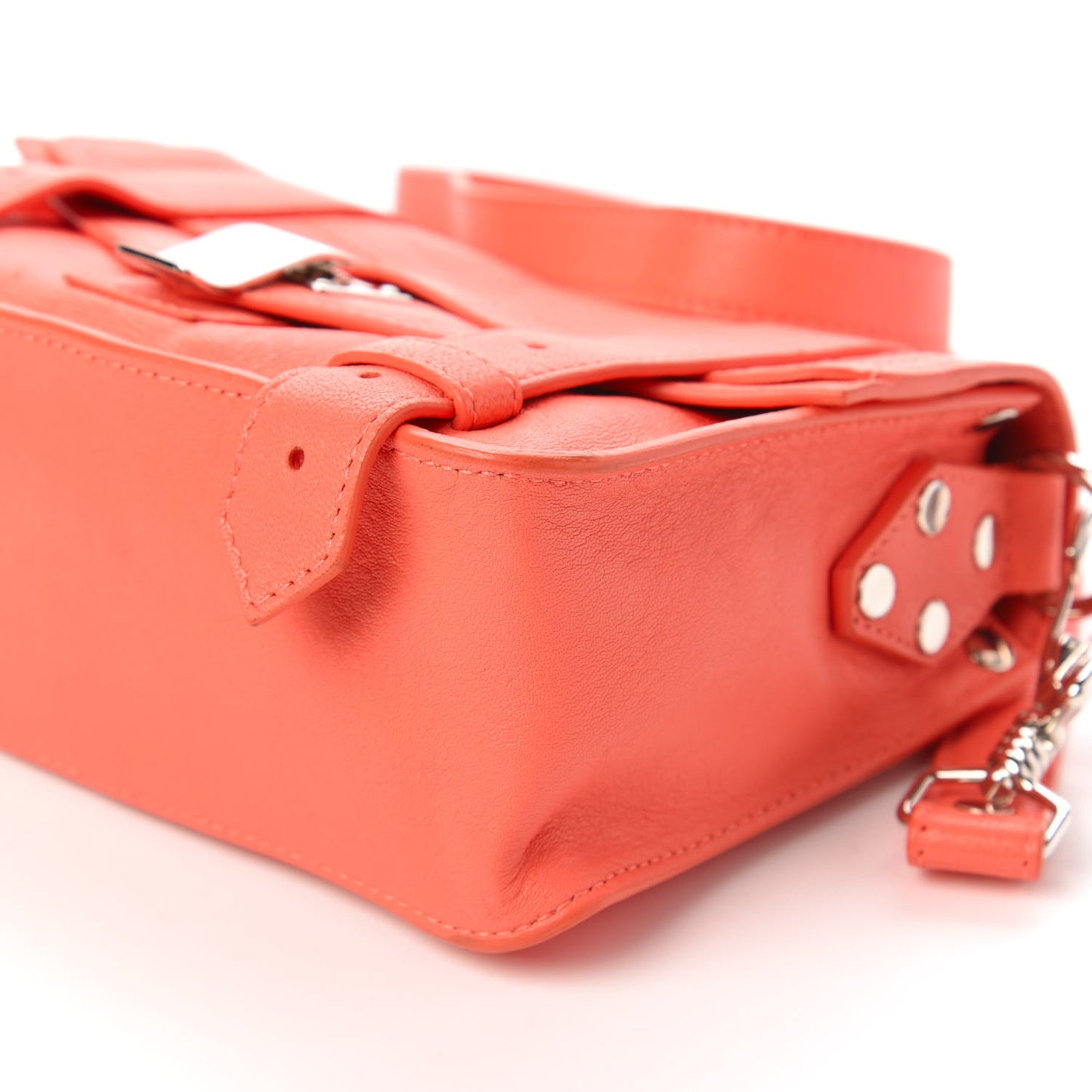 Lambskin PS1 Mini Pouch Messenger Bag Neon Coral