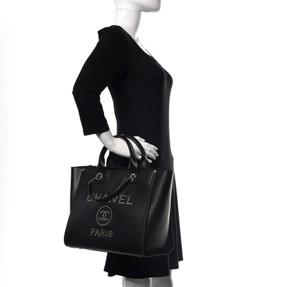 Chanel Caviar Small Studded Deauville Tote Black 3 of 10