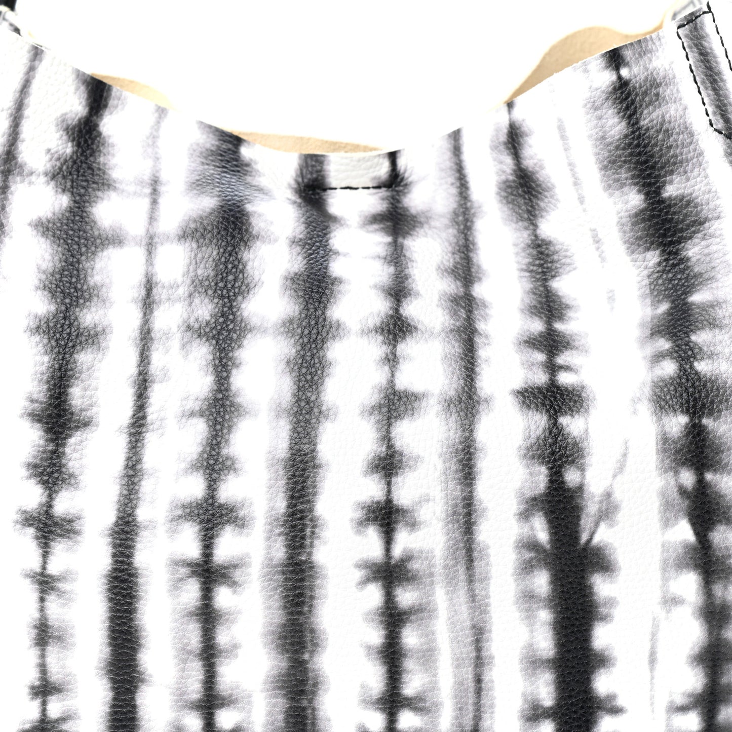 Grained Calfskin Large Tie Dye Tote Black White