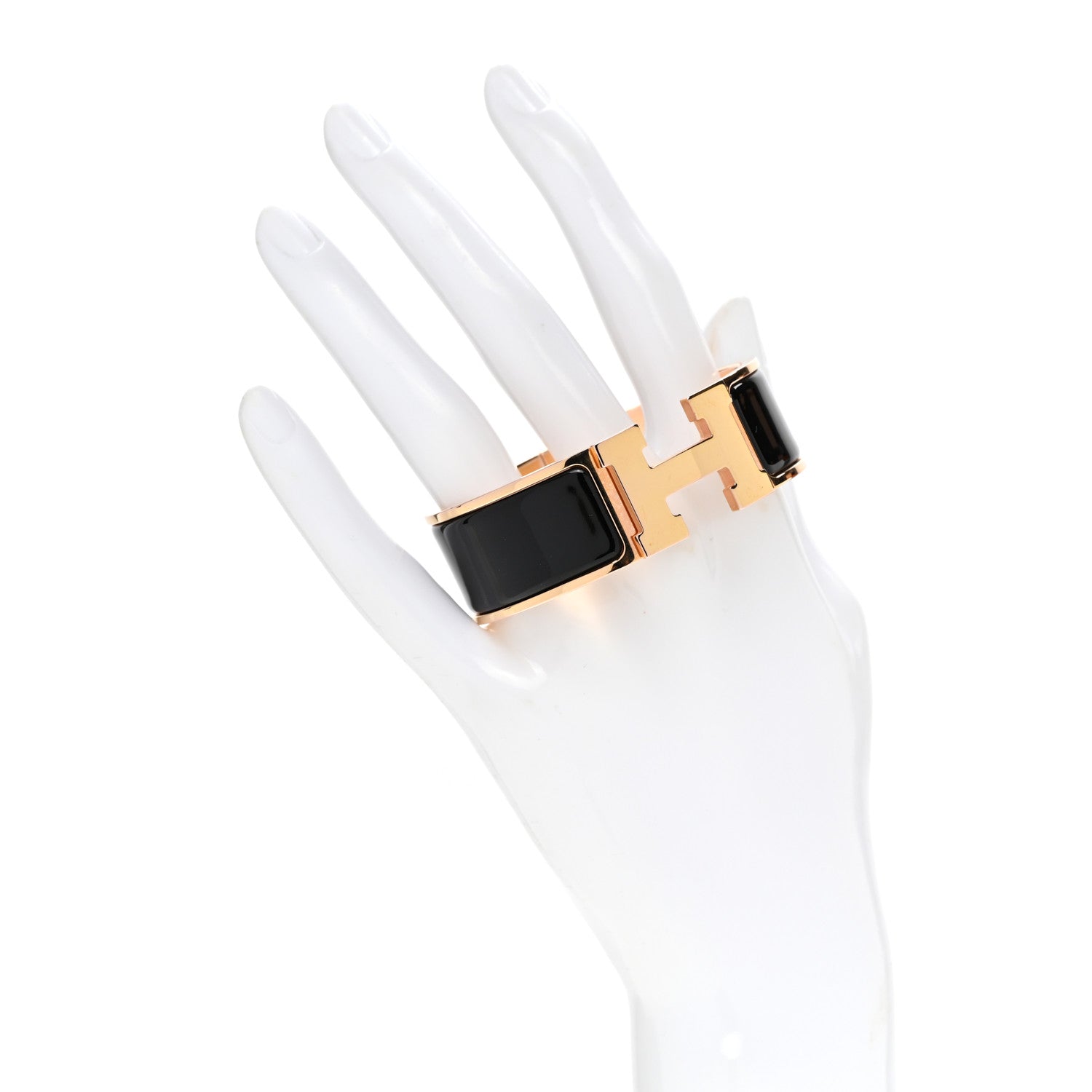 Hermes Enamel Wide Clic Clac H Bracelet GM Black 2 of 4