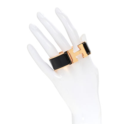 Hermes Enamel Wide Clic Clac H Bracelet GM Black 2 of 4