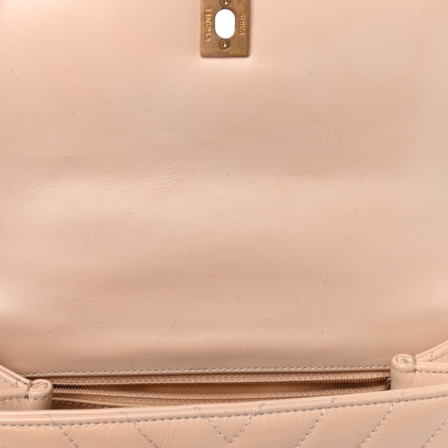 Calfskin Chevron Quilted Mini Coco Handle Flap Beige