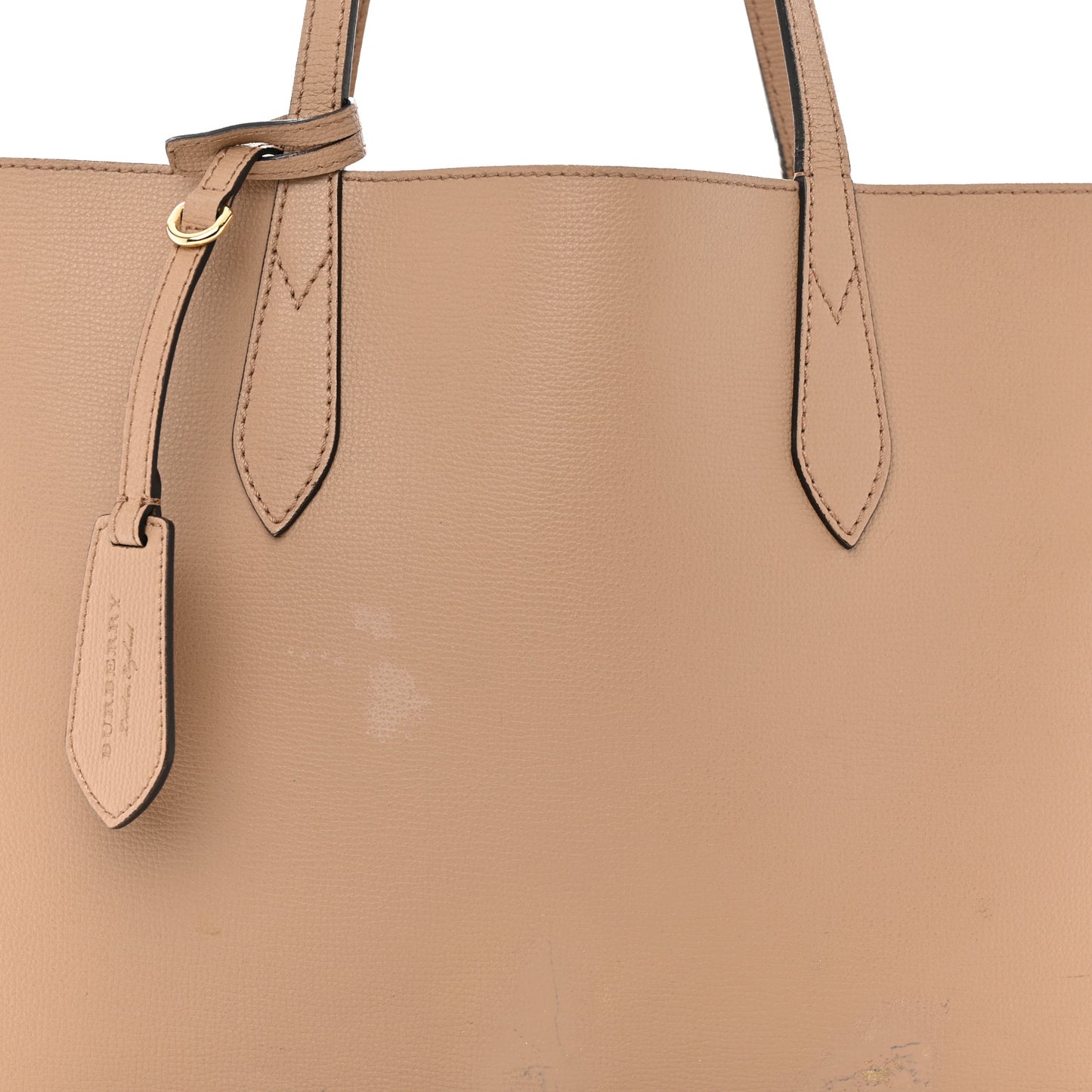 Grainy Calfskin Haymarket Check Medium Reversible Tote Camel