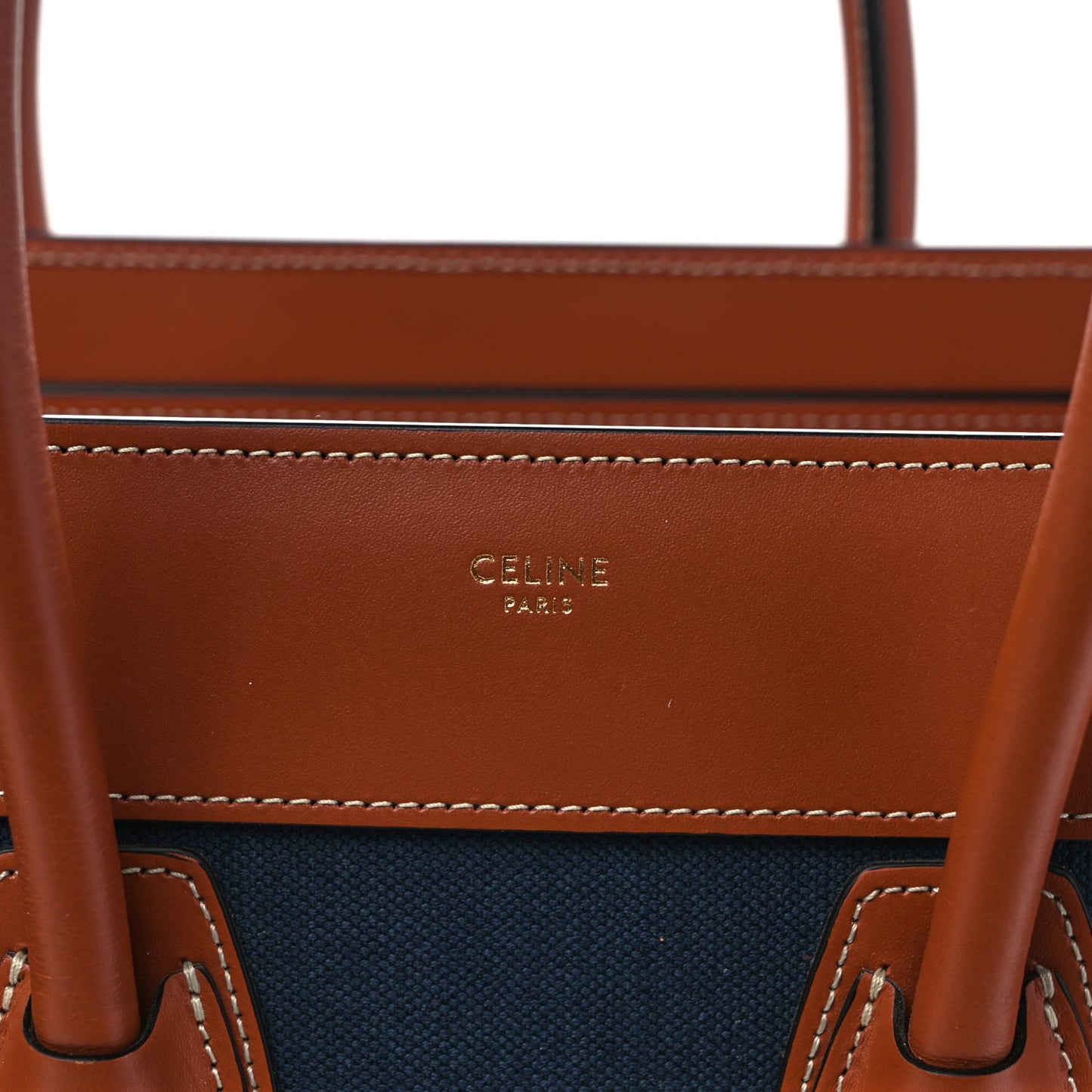 Textile Smooth Calfskin Micro Luggage Navy Tan