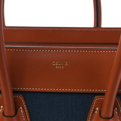 Celine Textile Smooth Calfskin Micro Luggage Navy Tan 6 of 9