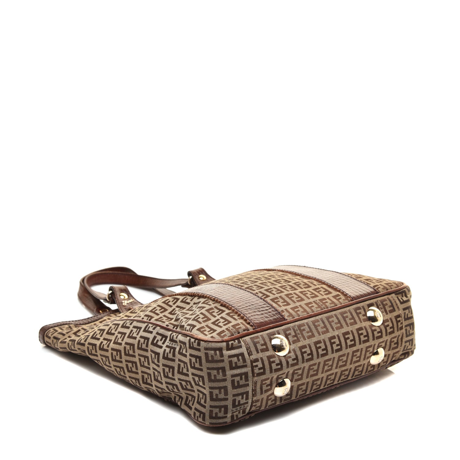 Fendi Zucchino Vitello Shopping Tote Mogano Panna Bruciato 5 of 9