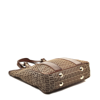 Fendi Zucchino Vitello Shopping Tote Mogano Panna Bruciato 5 of 9